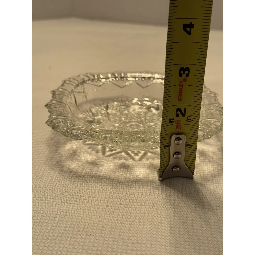 Vtg Pasari‎ Square Glass Candy Dish Pineapple Fan Handled Indonesia 5.5